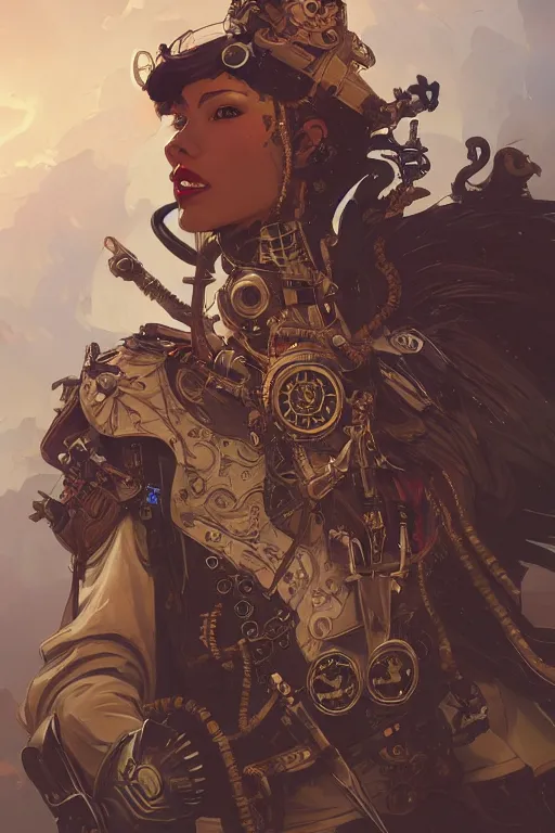 Prompt: anthropomorphic hawk as steampunk half - cyborg, western, high fantasy, dnd, smooth, sharp focus, illustration, highly detailed, digital painting, artstation, concept art, by disney animation, rossdraws, alphonse mucha, frank fanzzeta, collectible card art