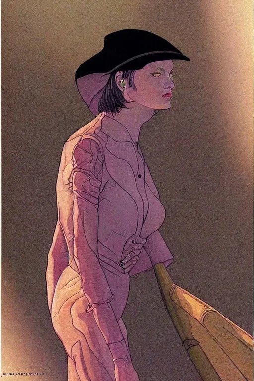 Image similar to portrait fashion model artwork by jean giraud