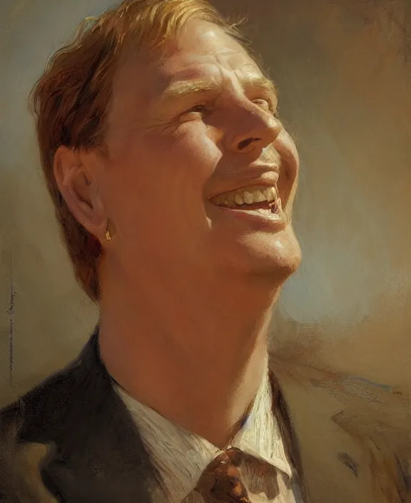 Image similar to portrait of ron hubbard, joyful, highly detailed painting by gaston bussiere, craig mullins, j. c. leyendecker 8 k,