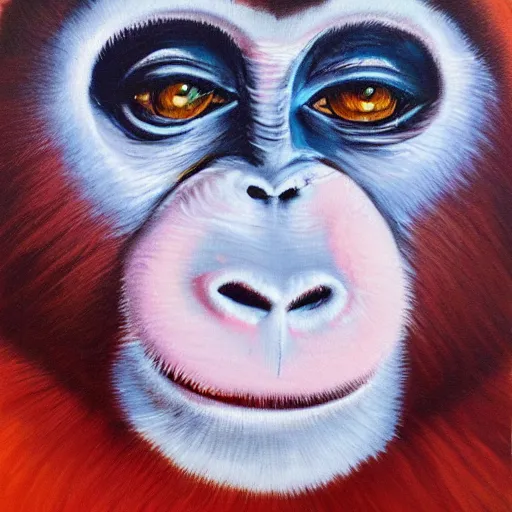 Image similar to Acrylic on canvas portrait of monkey