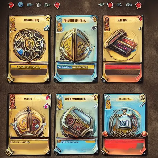Image similar to template of a medieval card cars game. , card game , concept art, design, card , art station
