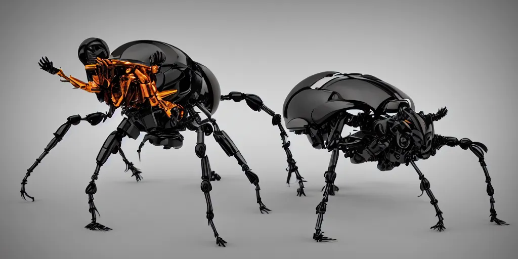 Image similar to photo of industrial design beetle biomorph Dvg TrArtifficial Smart Turbo bionicle organism biomimmicry exoskeleton hydraulics trending on behance visualisation industrial design object robot headcrab vrat unreal engine Space design concept 3D unreal engine