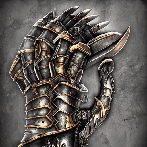 Image similar to warrior Gauntlet, war theme gauntlet, fantasy gauntlet of warrior, armored gauntlet, fiery coloring, epic fantasy style art, fantasy epic digital art, epic fantasy weapon art, an item from fantasy game