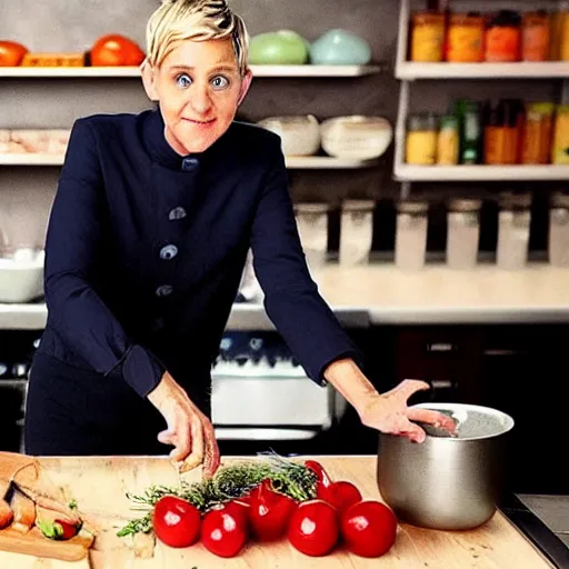 Prompt: ellen degeneres as a youtube chef