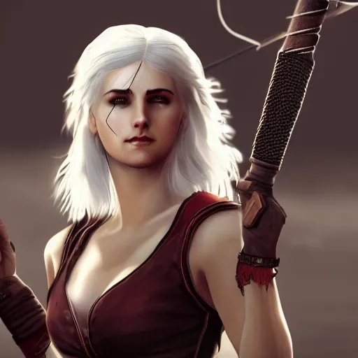 Image similar to full body Ciri from the witcher, attractive pose, cinematic, wallpaper