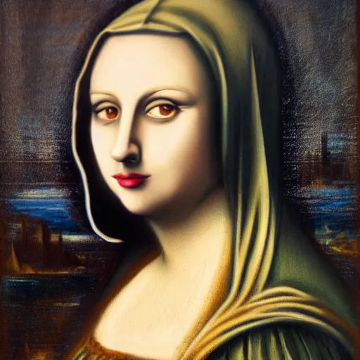 Image similar to the mona liza painted by sociopath