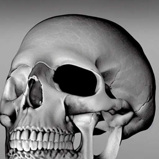 Image similar to an infrared FLIR image of a human skull