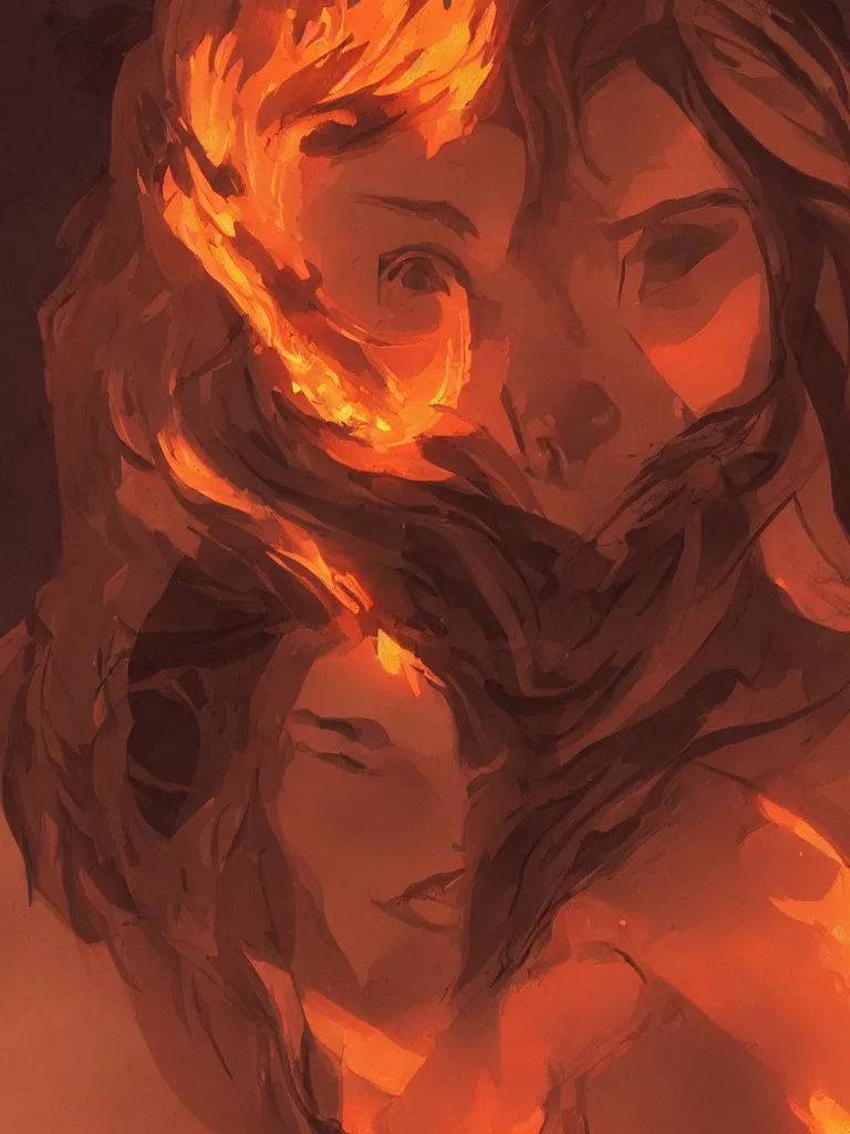 Prompt: fire lit beautiful faces by disney concept artists, blunt borders, rule of thirds