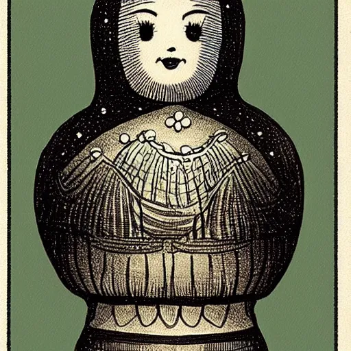 Image similar to matryoshka doll drawn by john tenniel