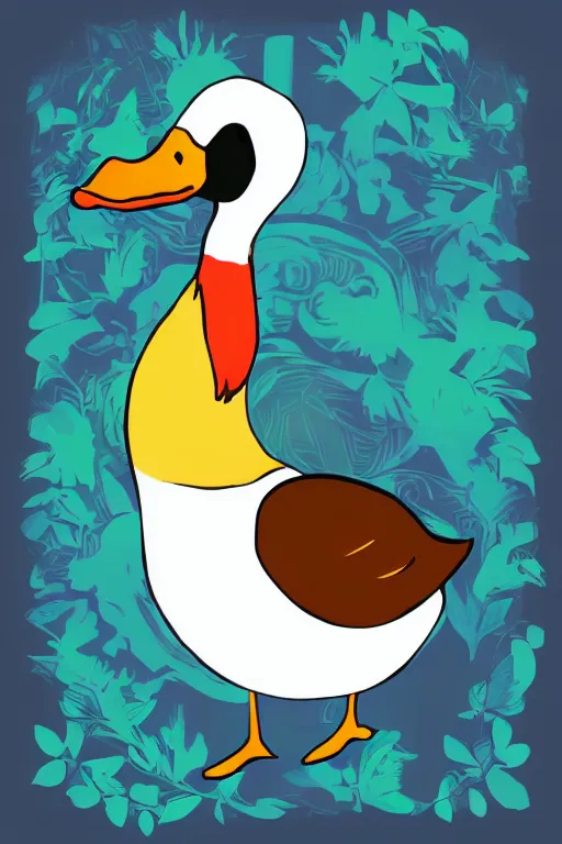 Image similar to a vector illustration of a duck goddess