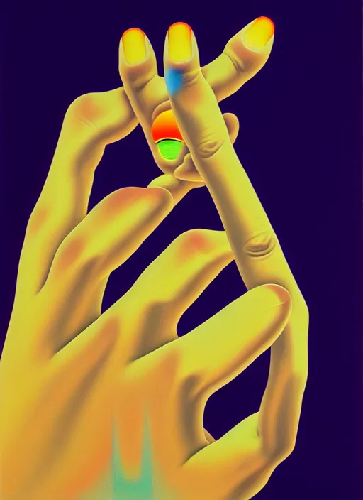 Prompt: closeup of a hand balancing shapes on a finger by shusei nagaoka, kaws, david rudnick, airbrush on canvas, pastell colours, cell shaded!!!, 8 k