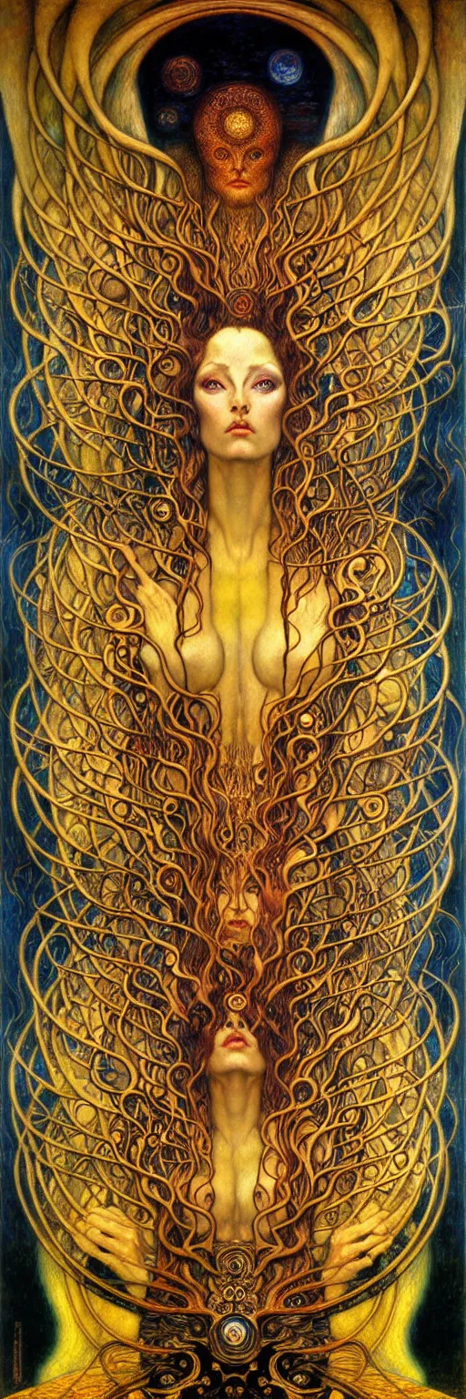 Image similar to Divine Chaos Engine by Karol Bak, Jean Delville, William Blake, Gustav Klimt, and Vincent Van Gogh, symbolist, visionary