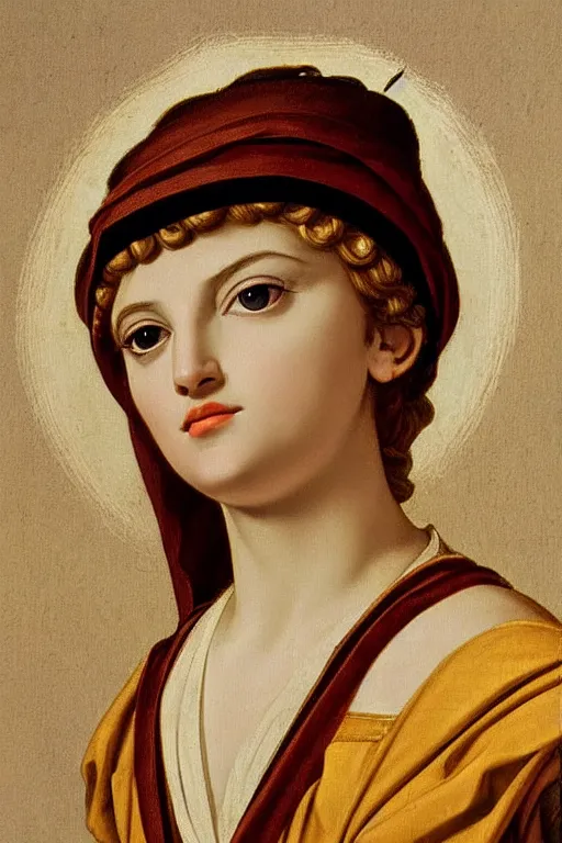 Image similar to Madonna, face closeup, dressed in roman clothes, ultra detailed, art by Guido Reni style