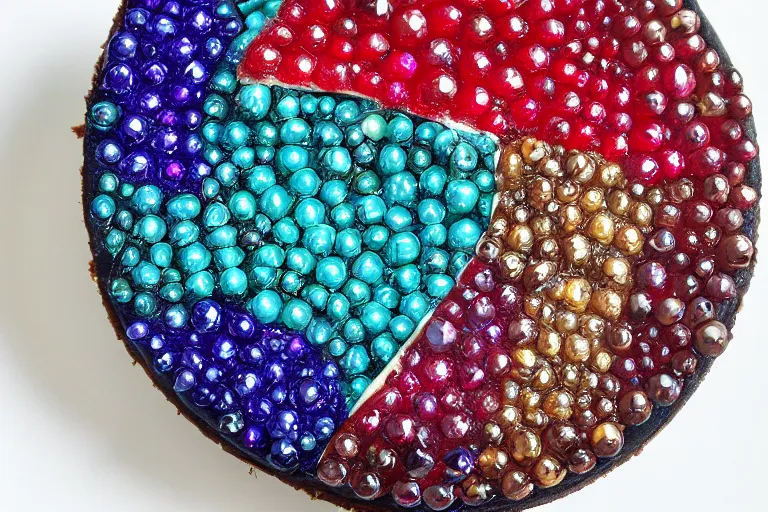 Image similar to Insanely beautiful and delicious-looking cheesecake made of precious stones and gems, photorealistic, 8K, trending on artstation