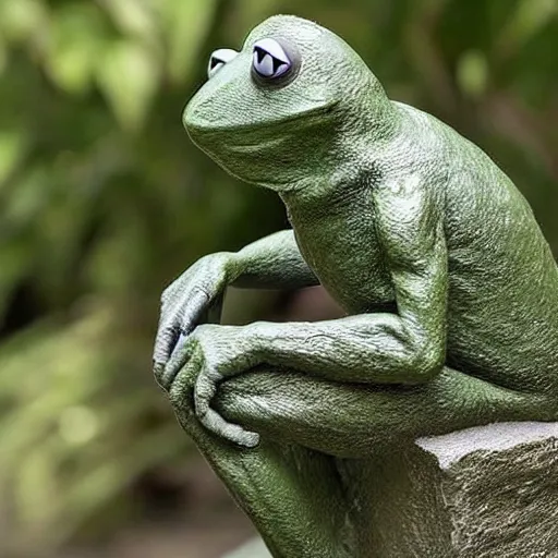 Image similar to The Thinker Kermit the frog by Auguste Rodin