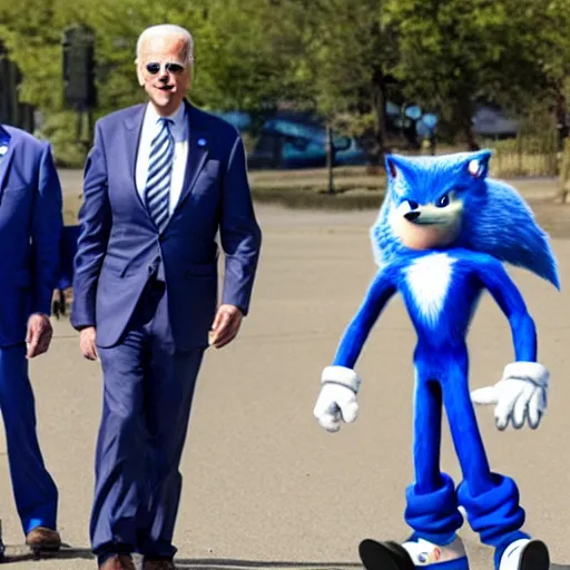 Image similar to joe biden animorphs into sonic the hedgehog