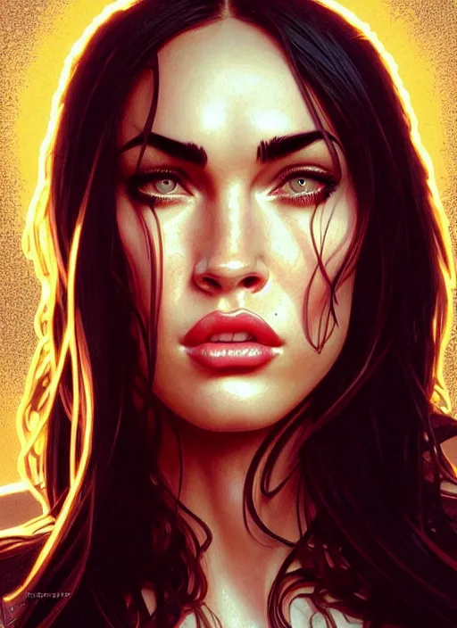 Image similar to portrait of megan fox as muppet, intricate, headshot, highly detailed, digital painting, artstation, concept art, sharp focus, cinematic lighting, illustration, art by artgerm and greg rutkowski, alphonse mucha, cgsociety