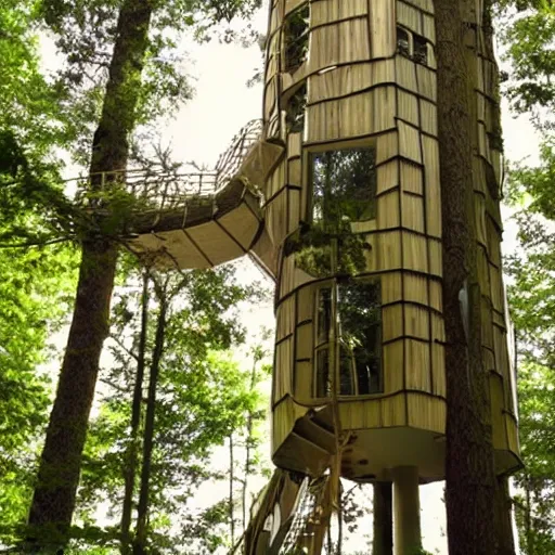 Image similar to futuristic tree house utopian forest