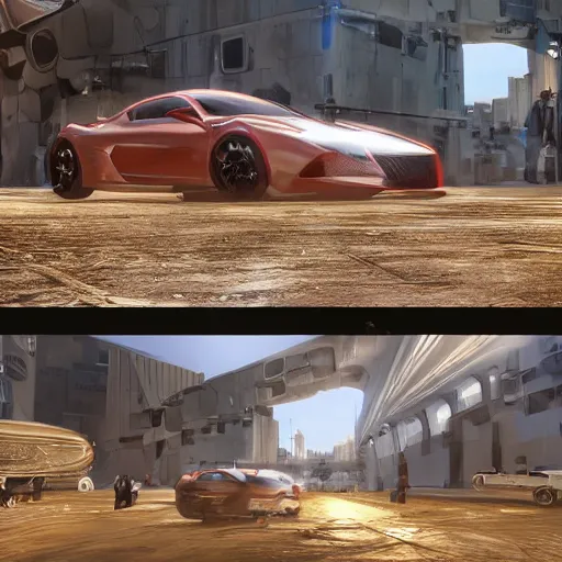 Prompt: cars close to each other race: center composition, cars portraits, ground view, motherboard forms designed by zaha hadid, sci-fi futuristic ultra realistic photography, keyshot render, octane render, unreal engine 5 lumen, high oiled liquid glossy specularity reflections, ultra detailed, golden hour, dramatic lighting 4k, 8k, 16k in the style ofblade runner 2049 Cyberpunk 2077 ghost in the shell thor 2 marvel film : tilt shift: sharp focus