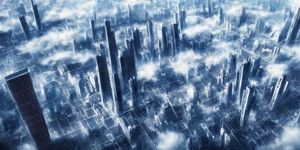 Prompt: a futuristic city on the clouds