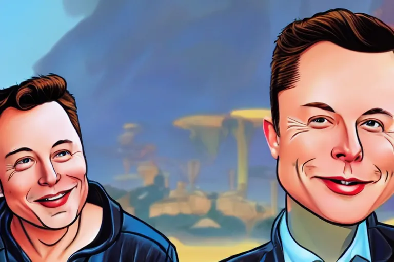 Prompt: a disney animation of elon musk