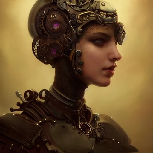 Prompt: by tom bagshaw, ultra realist vivid soft painting of a carnival of curiosities, single curvy flirt etheral young steampunk female in a full ornated armor gears, photorealistic facial traits, 3 d octane render eyes, cables, led, flying machinery, partial symmetry accurate features, very intricate details, focus, award winning, ultra dense fog