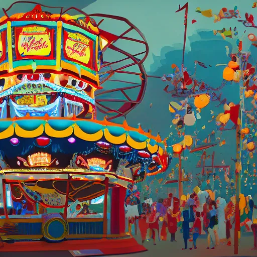 Image similar to painting of a funfair, by rik oostenbroek, james jean, amy sol