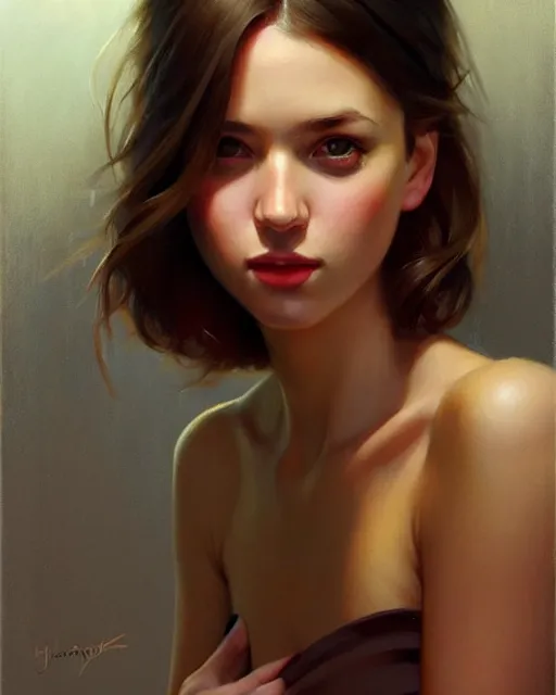 Prompt: stylized portrait of an artistic pose, composition, young brunette girl, realistic shaded, fine details, realistic shaded lighting poster by ilya kuvshinov, magali villeneuve, artgerm, jeremy lipkin and michael garmash and rob rey