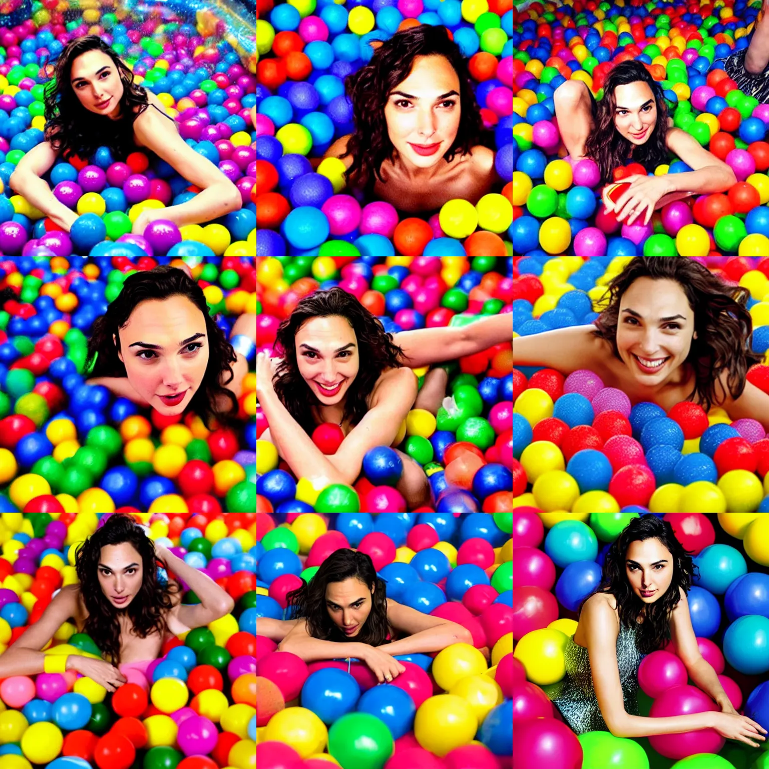 Prompt: gal gadot in a ball pit