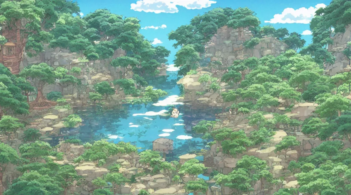 Prompt: anime background in the style of Studio Ghibli, kazuo oga