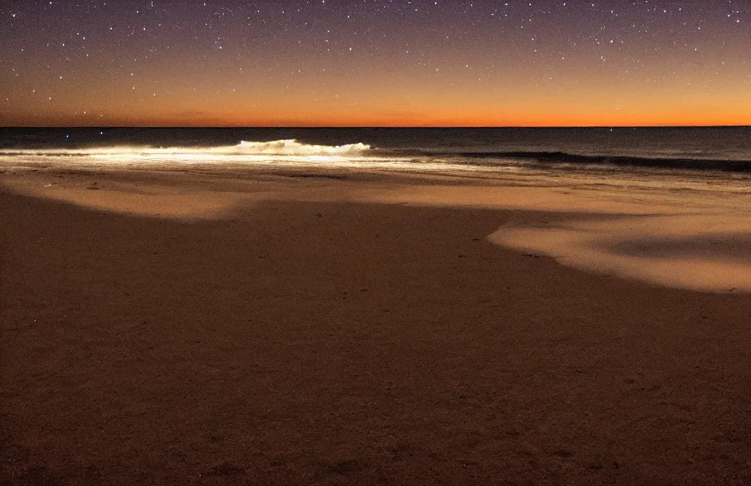 Image similar to on the beach, at night