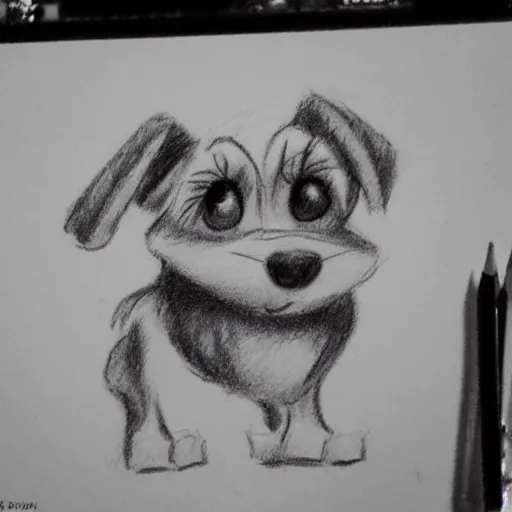 Image similar to milt kahl pencil sketch of happy mini schnauzer