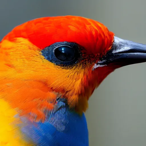 Image similar to colourful bird looking at camera quizzically with tilted head, photograph