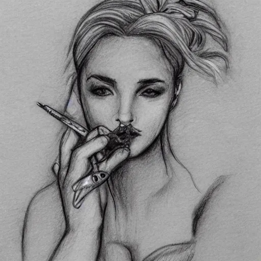 Pretty Woman Smoking Marijuana Joint. Ink Black And White Drawing Stock  Photo, Picture And Royalty Free Image. Image 173786573.