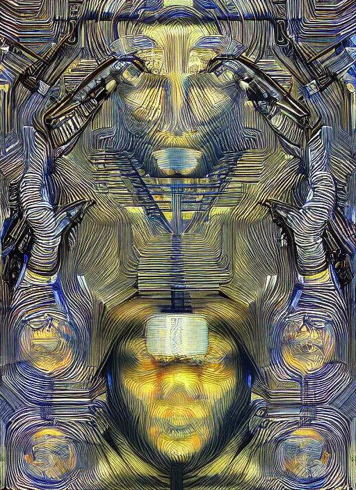 Image similar to god king of ai art, cpu gpu wafer, glitch art, notan, cyberwars by rene lalique, highly detailed, by william - adolphe bouguerea