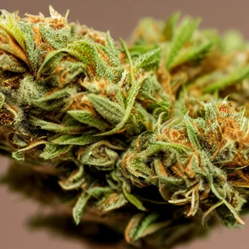 Prompt: a macro photo of a dank nug of weed, high resolution detailed terpy