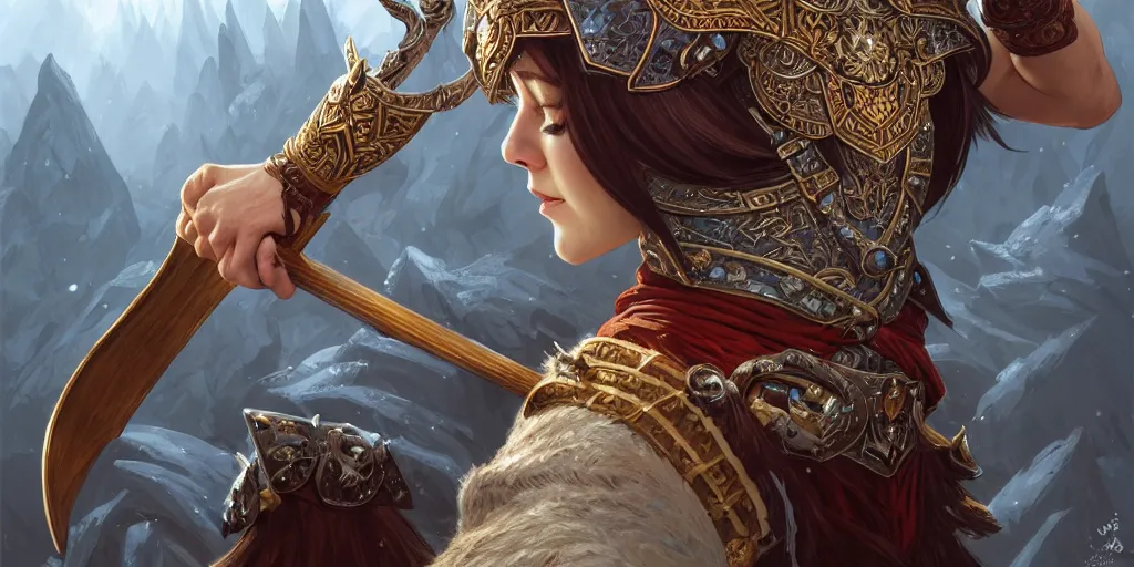 Image similar to azure viking warrior, regal, elegant, winter, snow, beautiful, stunning, hd, illustration, epic, d & d, fantasy, intricate, elegant, highly detailed, wide angle, digital painting, artstation, concept art, smooth, sharp focus, illustration, wallpaper, art by artgerm and greg rutkowski and alphonse mucha and jin xiaodi