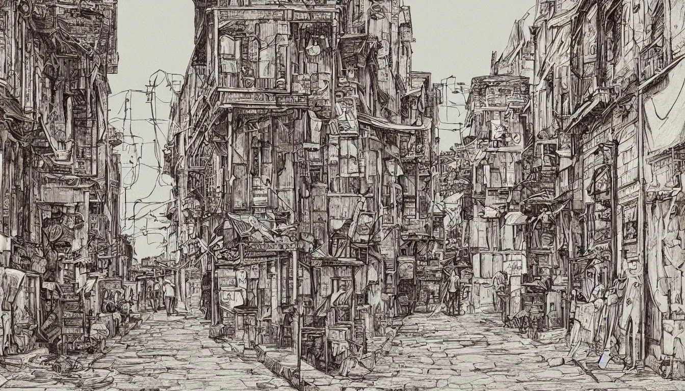 Prompt: ido period street, illustration, detailed