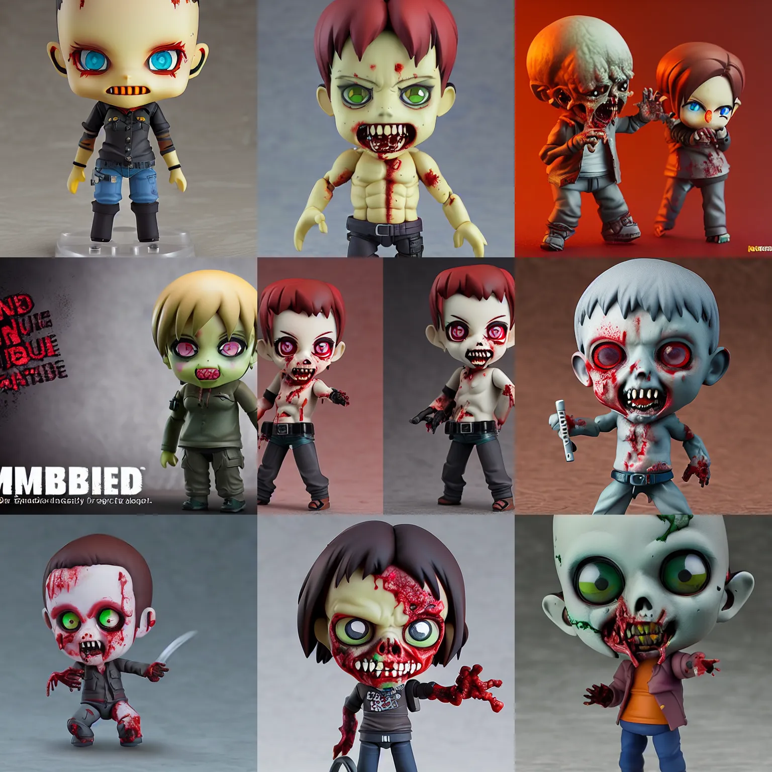Prompt: zombie, nendoroid, figurine, detailed product photo, octane render, photorealistic