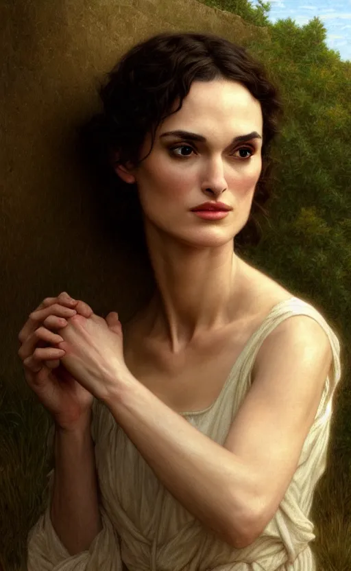 Image similar to winona ryder, kiera knightly, traditional corsican, intricate, highly detailed, artstation, illustration, jurgens, rutkowski, bouguereau, pastoral, rural, georgic