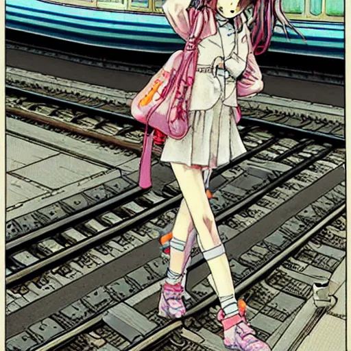 Image similar to Anime Summer girl on train station by Katsuya Terada