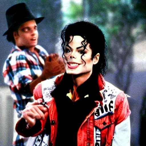 Image similar to michael jackson starring in back to the future, movie still