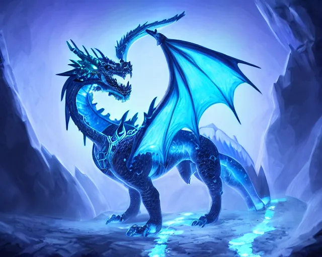 Detailed illustration of a fire ice crystal dragon in | Stable Diffusion