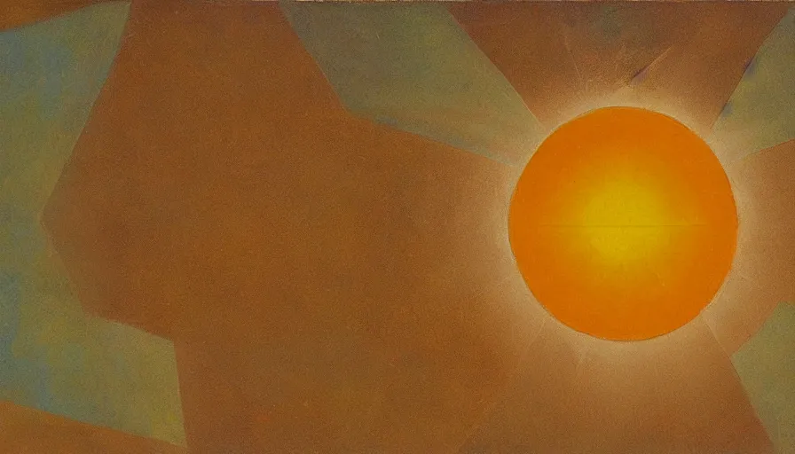 Prompt: the sun being blocked by a hexagon, seen from earth, art deco painting