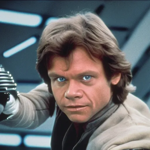 Image similar to a still of mark hamill as han solo in return of the jedi, 8 k