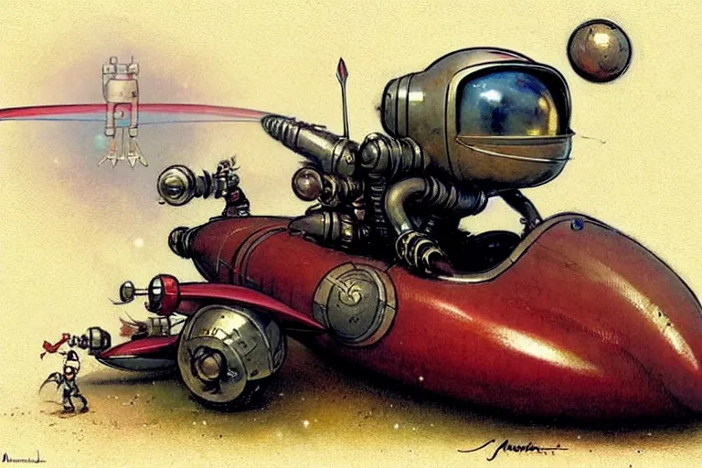 Prompt: adventurer ( ( ( ( ( 1 9 5 0 s retro future robot android mouse rv rocket sled robot. muted colors. ) ) ) ) ) by jean baptiste monge!!!!!!!!!!!!!!!!!!!!!!!!! chrome red