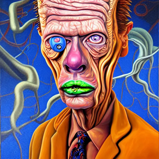 Image similar to an oil on canvas portrait painting of beavis, polycount, surrealism, surrealist, cosmic horror, high detail