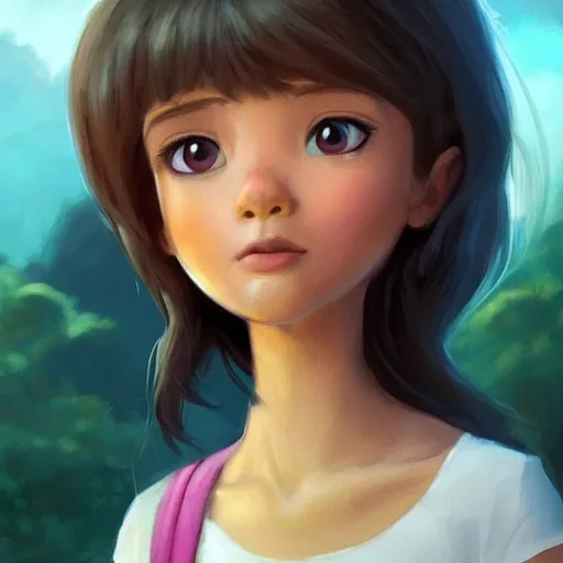 Prompt: A full-length portrait of a beautiful and elegant dora the explorer， full of details, matte painting, concept art, smooth, by Kittichai Rueangchaichan and wlop ，trending on cgsociety and artstation，8kHDR，light effect