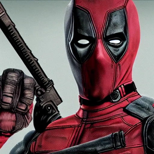 Image similar to deadpool in the walking dead 4 k detailed super realistic