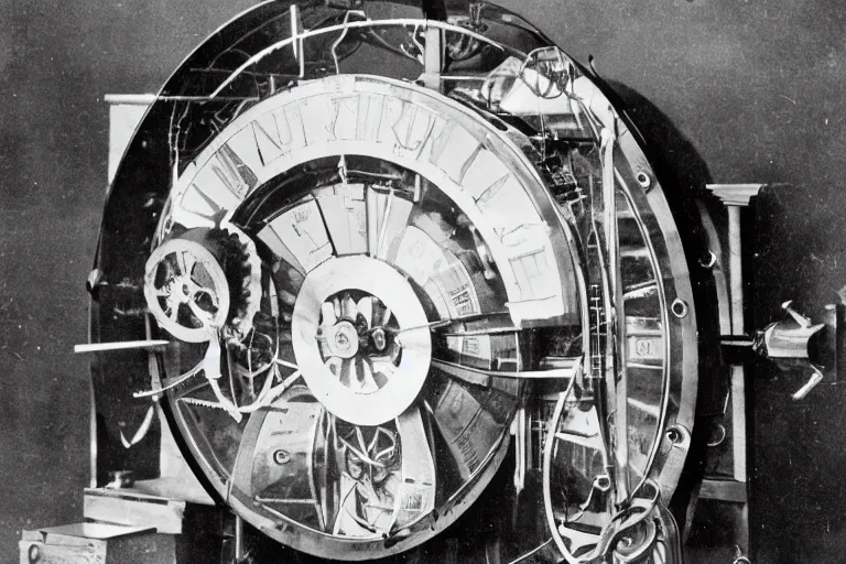 Image similar to a photograph of the first working time machine